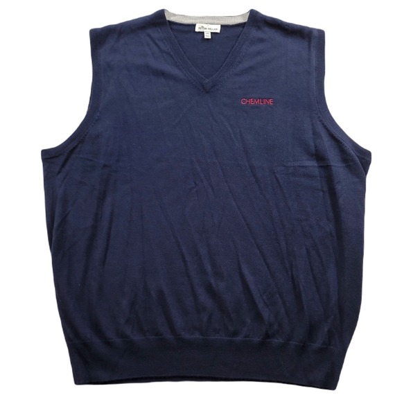 Peter Millar Other - Peter Millar Golf Sweater Vest Mens 2XL Navy Blue Merino‎ Wool Silk Co. Logo